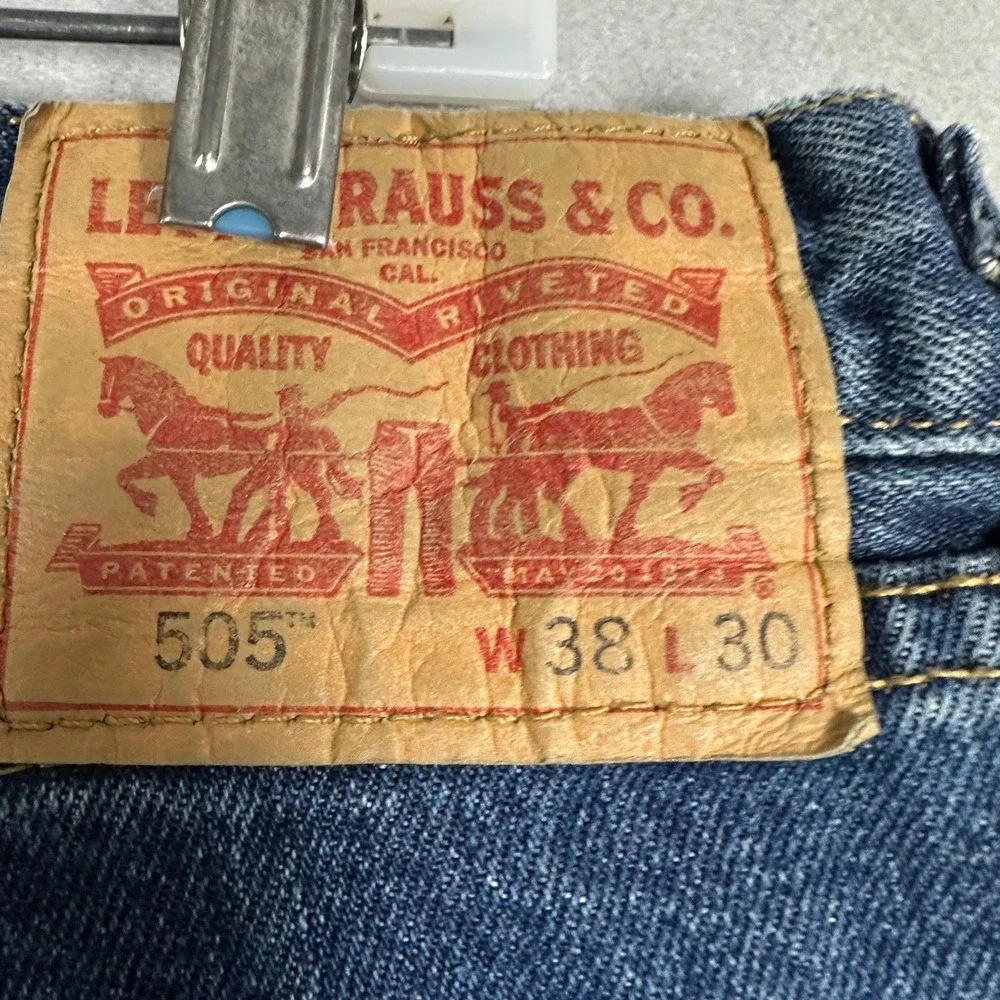 Levi's 505 Jeans Mens 38x30 Regular Fit Blue Straight Leg Denim EUC